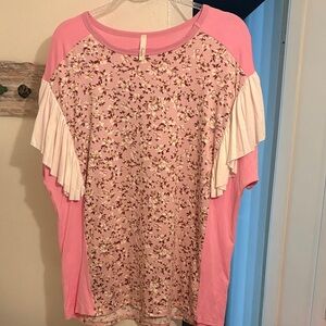 Celeste Pink and Cream Floral Blouse